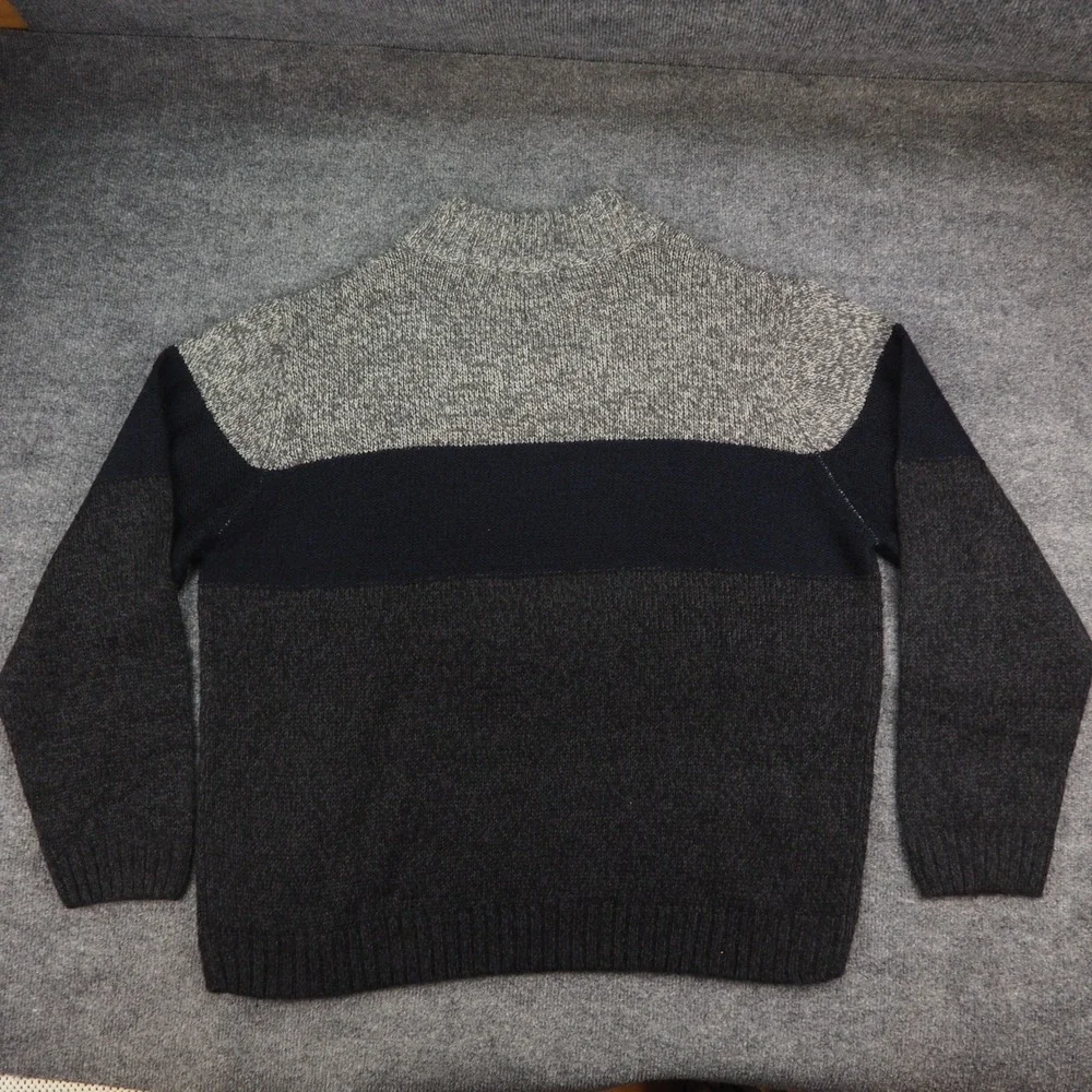 Tricots St Raphael Sweater Mens 2XL Colorblock Gray Blue Shawl Neck Grandpa Core